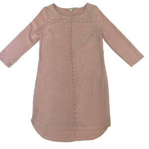GIANNI BINI ROSE PINK HIGH/LOW LONG SLEEVE FAUX SUEDE STUDDED DRESS SMALL